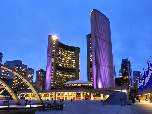 City Hall, Toronto, at dusk