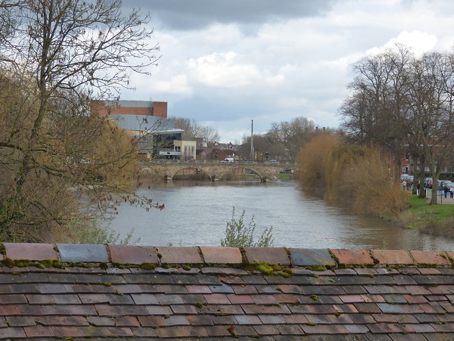 Theatre Severn and Welsh Bridge - seen from the Porthill Bridge over the River Severn, Shrewsbury