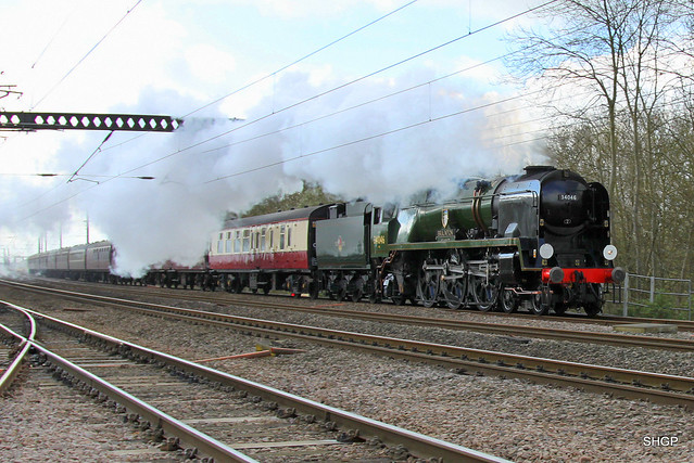 West Country Class No.34046 'Braunton', Huntingdon, ECML, 24 Mar 16