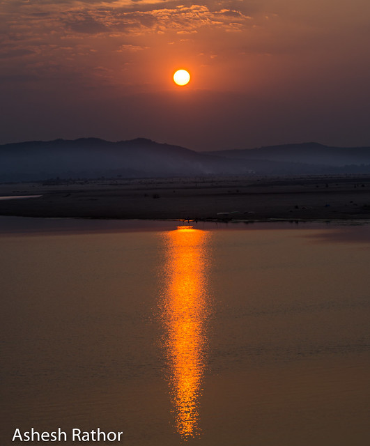 Golden path - Sunset on the mahanadi