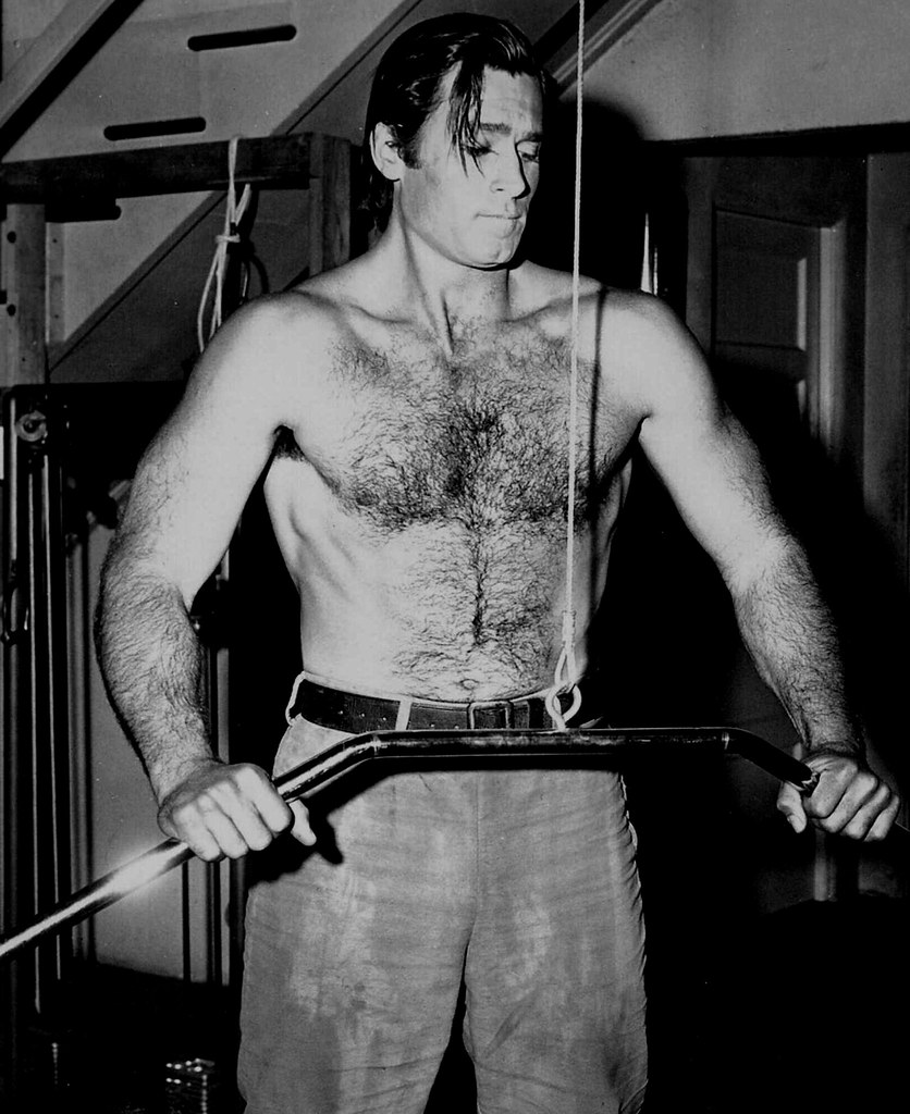 Movie and TV Actor Clint Walker in the studio gym 1960's.