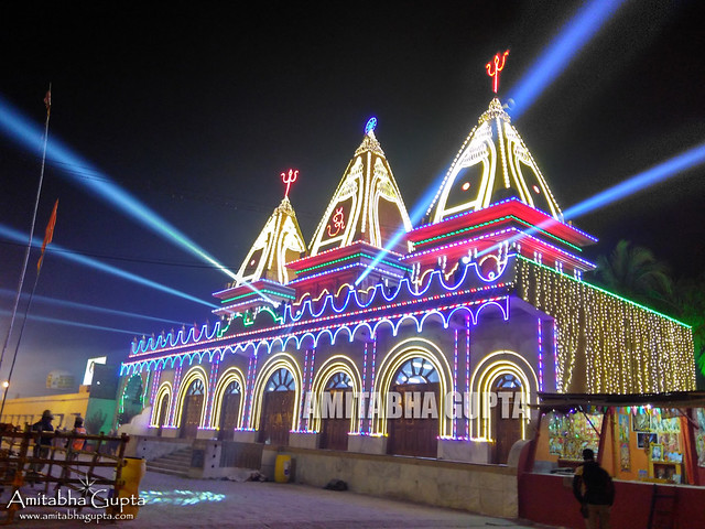 Lighted Kapil Muni Temple during Gangasagar Fair
