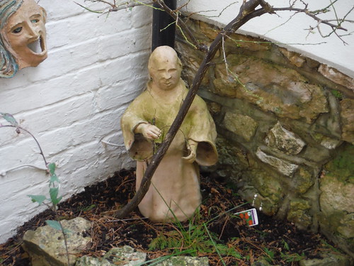 Monk in Garden, Dinton SWC Walk 193 Haddenham to Aylesbury (via Gibraltar and Ford) 