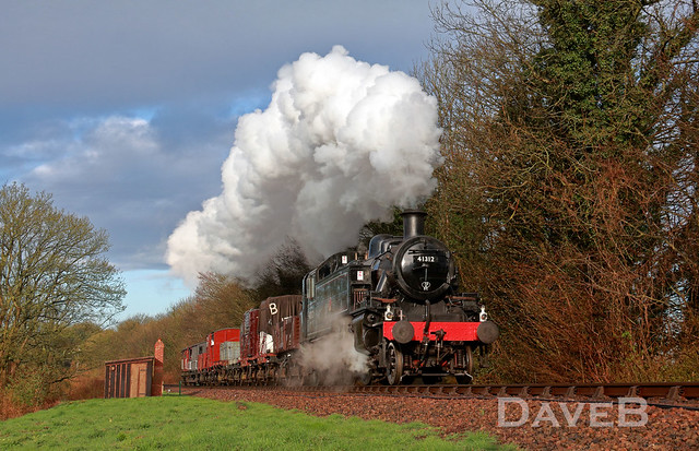 9th April 2016 Ivatt tank 41312 with a goods on the Mid Hants Railway.