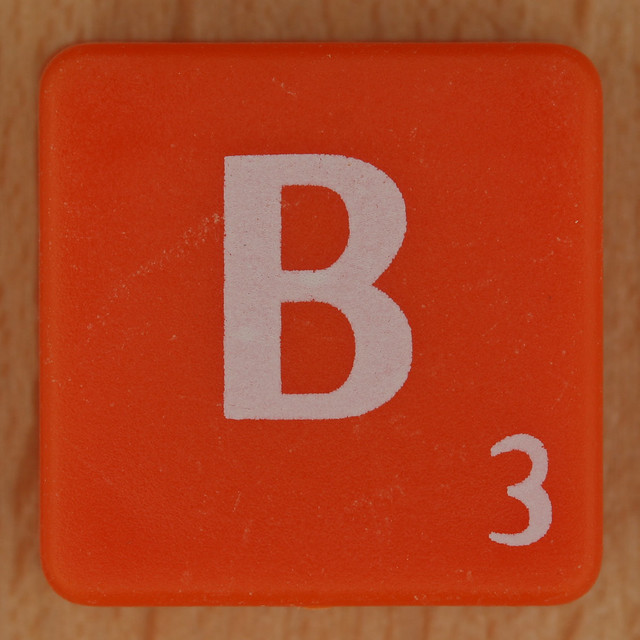 Scrabble white letter on orange B