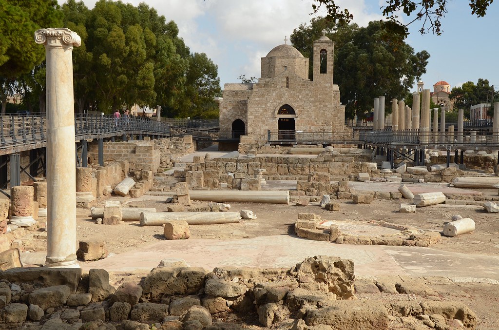 The Byzantine basilica of Panagia Chrysopolitissa, built at the end of the 4th century and destroyed in the middle of the 7th century, the largest basilica ever excavated in Cyprus, Paphos, Cyprus