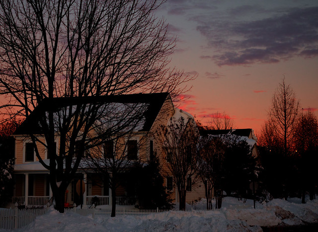 Sunset after the blizzard of 2016 in Maryland