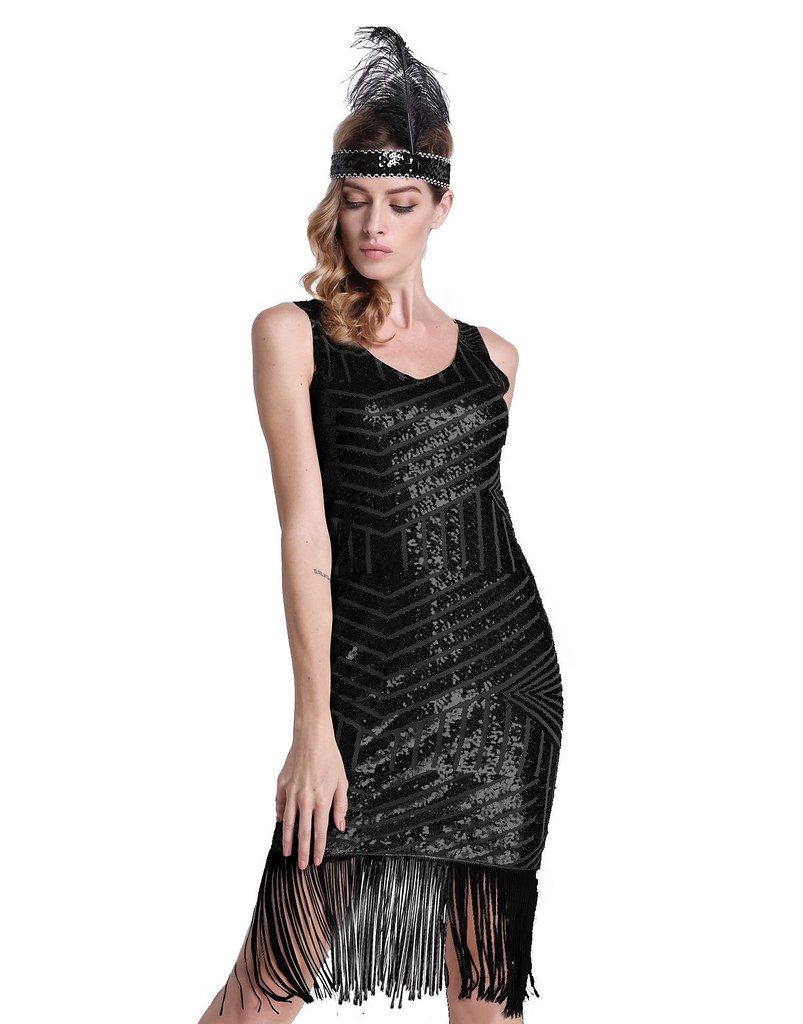 1920s Outfit, Backless Sequin Geometry Tassel Dress | Flickr