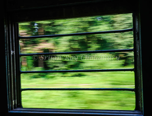 View through window of a speeding train