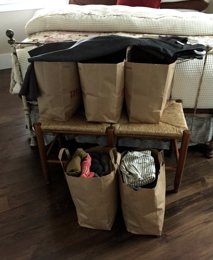 bags of clothing for donation
