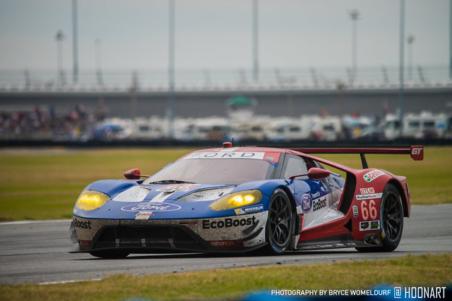 The #66 Chip Ganassi Racing Ford GT soldiers on at the 2016 Rolex 24 at Daytona