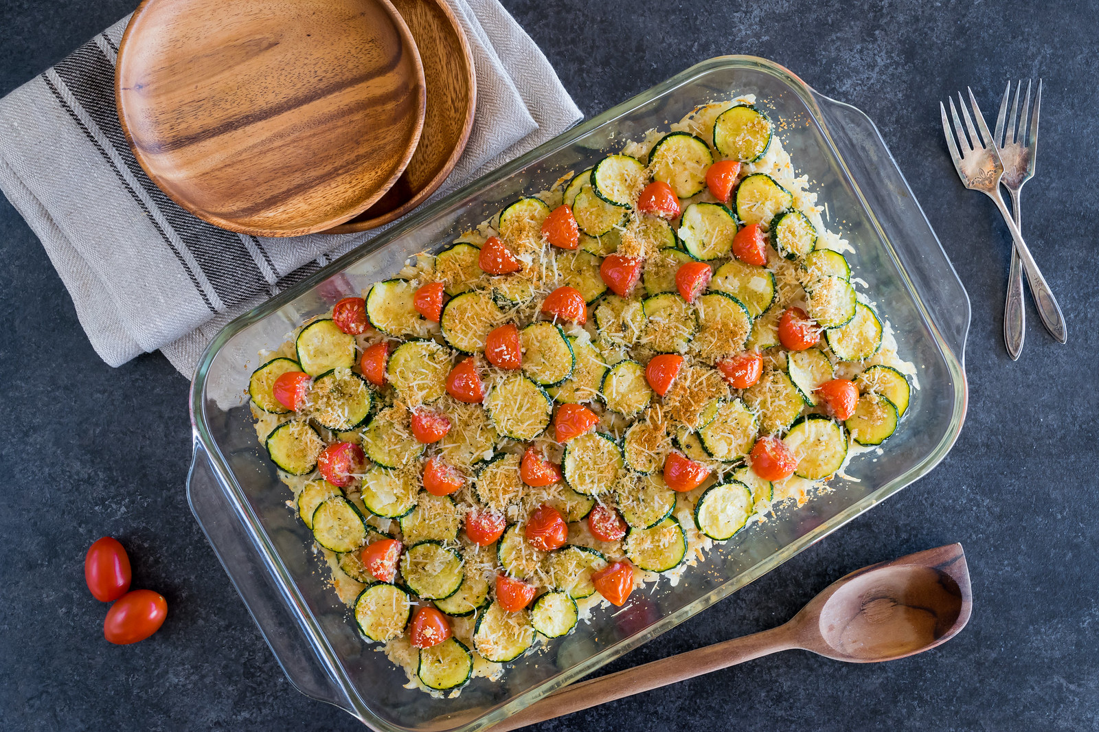 easy zucchini and brown rice gratin