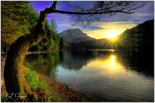 sunset lake mountains alps austria see österreich sonnenuntergang berge alpen oberösterreich gebirge ebensee salzkammergut upperaustria