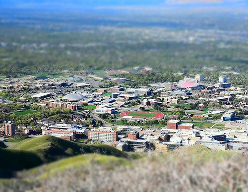 #TiltShift view of the U from Mt. Van Cott. ↪️ ????: @dvdwhite1  #UofU #universityofutah #Wasatch #SLC #Utah