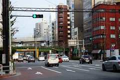 Yasukuni-dori and JR Ueno-Tokyo Line Train in 2015 April: 2