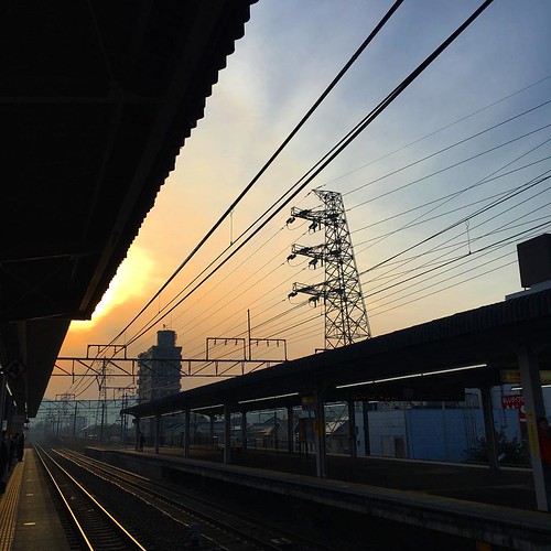 霞んでる朝。とうとう期末最後す(ヽ꒪ω꒪) お早う御座いmacho! #japan #japanese #japanesesky #sky #morning #sunrise #Hazy #hazyday #hazymorning #station #railway #railwaystation #いまそら #イマソラ by daidaikemool, square squareformat iphoneography instagramapp uploaded:by=instagram