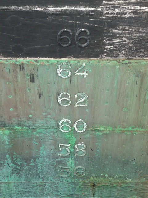 depth markings on side of ship