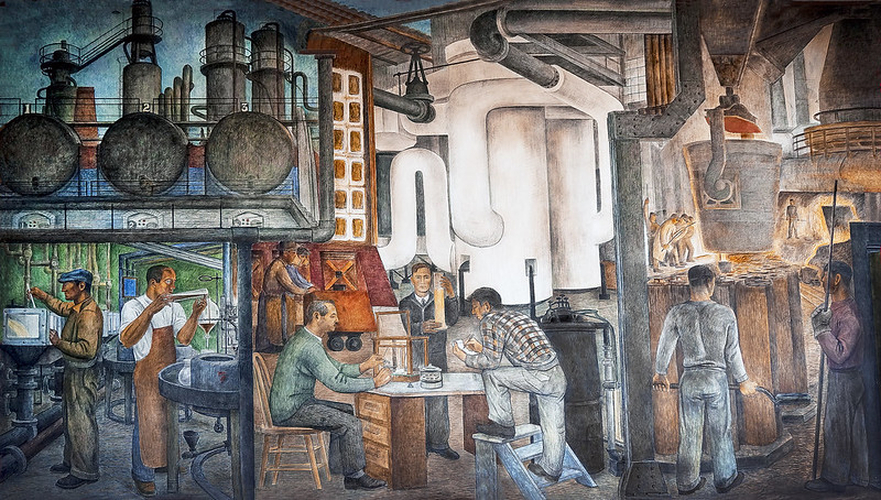 Coit Tower murals - industrial production, ground floor