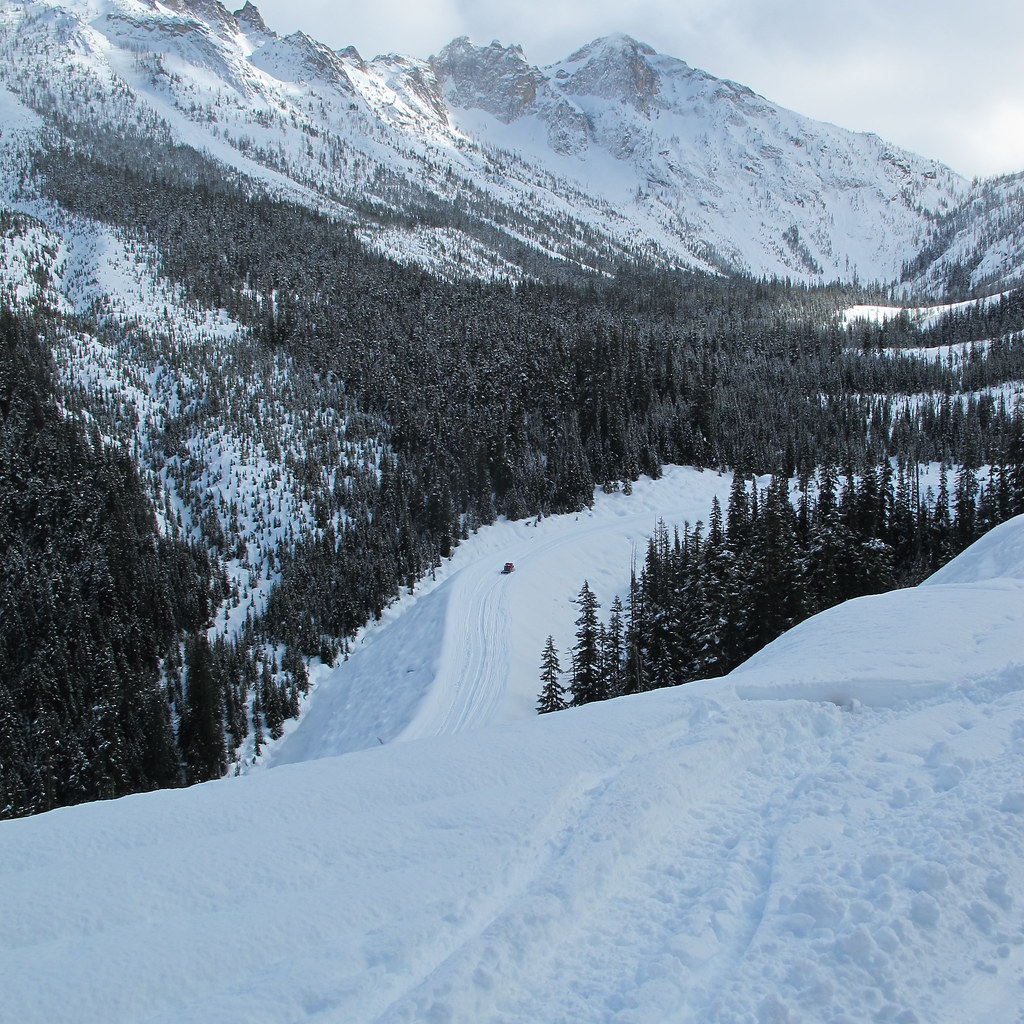 Looking down on Spire gulch beneath the Liberty Bell Avalanche Zone
