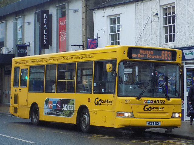 0557 NK53 TKV Go North East AD122 Dennis Dart MPD on the 683 to Hexham