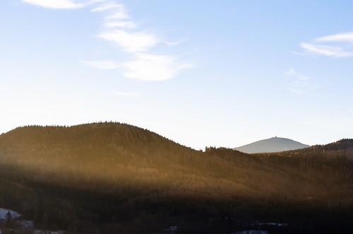 First glow by Przemek Turlej, Morning came over Karkonosze mountainsmorning blue winter sky sun mountains cold sunshine clouds sun