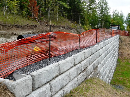 Redi-Rock_limestone-gravity-powerIndustry-RRofNE-GreenMountainPowerPentstock2 by redirockphotodatabase, Limestone retaining walls from Redi-Rock Walls of New England at Green Mountain Power Pentstock in W