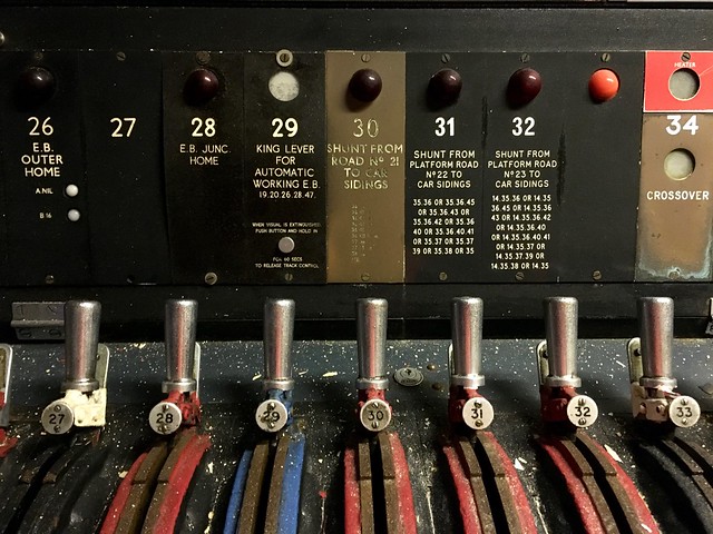 Disused signal lever frame, London Underground