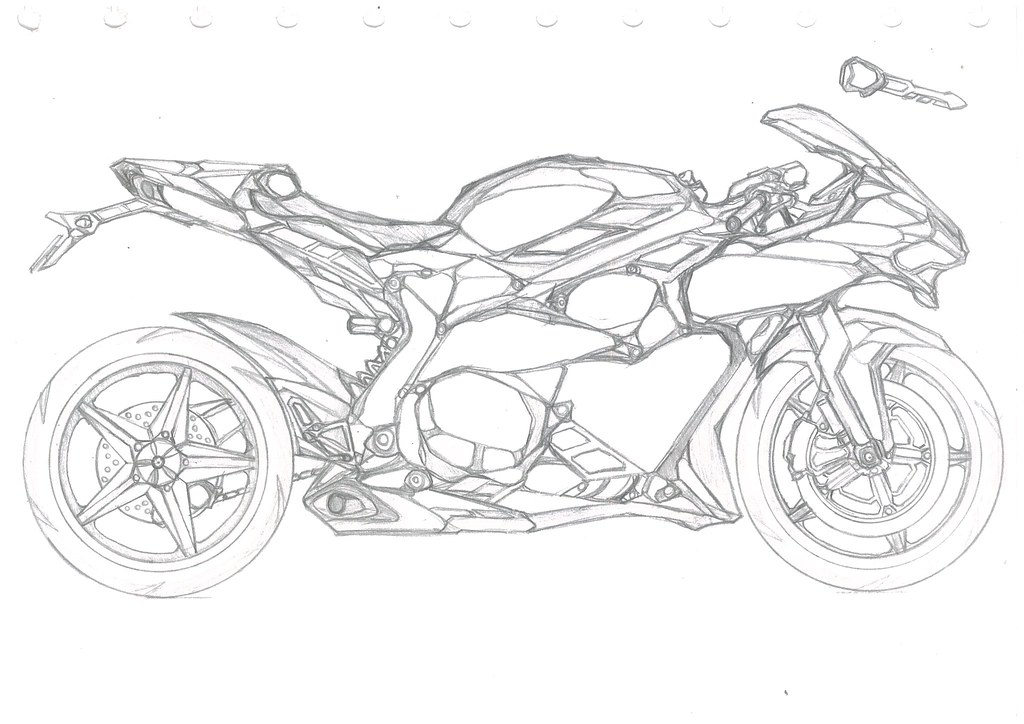 Motorcycle Racing Bike Drawing, HD Png Download - vhv