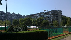 Tennis club "Gazela" and Small park in block 23 Residence, New Belgrade, Belgrade, Serbia, Avgust 2015; Teniski klub "Gazela" i parkić u bloku 23, Novi Beograd, Beograd, Srbija, avgust 2015. godine.