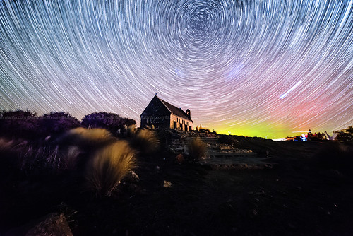 newzealand stars nightshot aurora nz laketekapo nightsky aotearoa constellation startrail auroraaustralis churchofgoodshepherd
