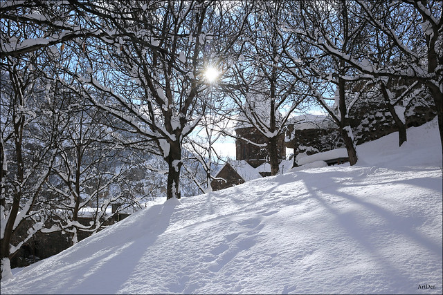 Geghard monastery in winter