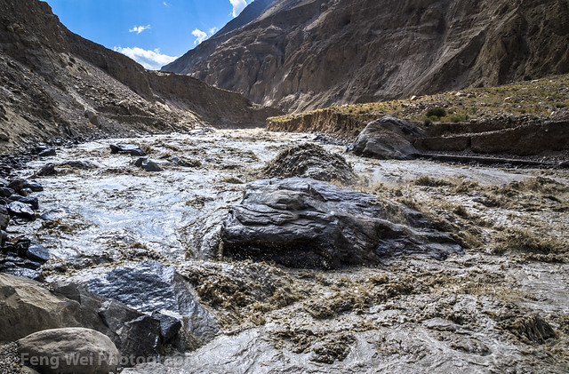 Turbulent Water In Nagar River, Hispar Village To Huru, Biafo Hispar Snow Lake Trek, Central Karakoram National Park, Gilgit-Baltistan, Pakistan