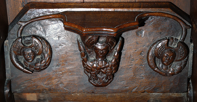 Minster in Thanet, Kent, St. Mary's church, choir, stalls, north side, misericord # 1