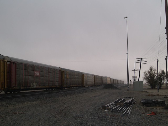 UP train at whitewater rd during storm 03.27.2007