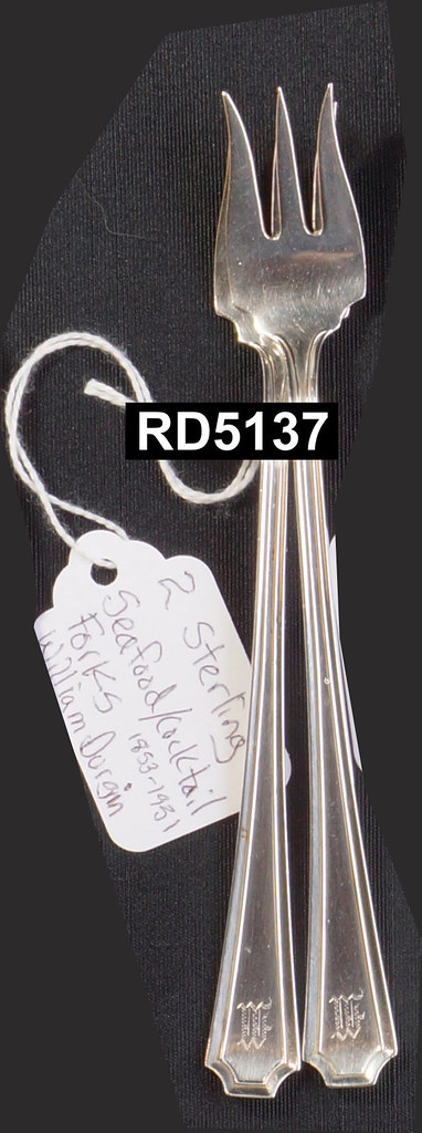 RD5137 2 Sterling Silver Seafood Cocktail Fork William B. Durgin Co. 1853-1931 Fairfax 1910 Sterling Silver Group 01