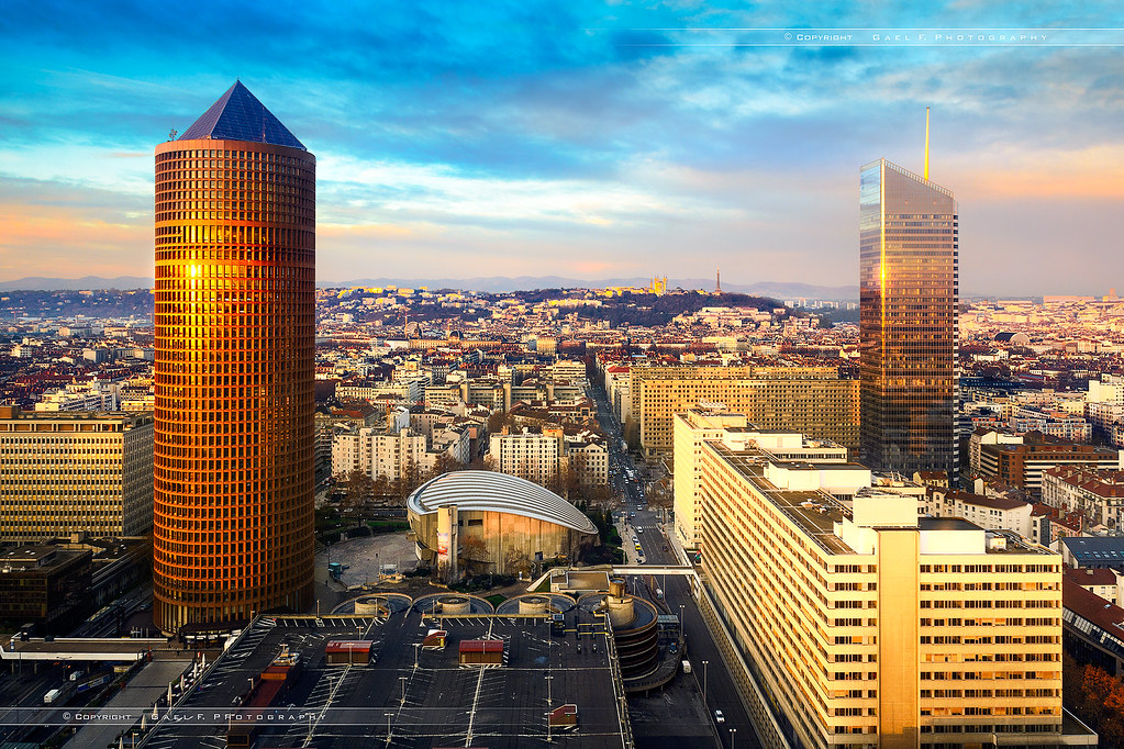 Incity and Part Dieu Tower at Lyon city, France