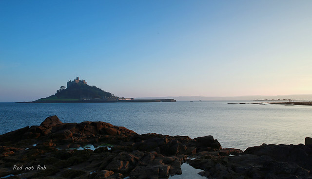 St.Michael'sMount at sunset from rocks at Marazion