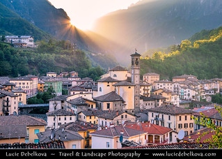 Italy - Alps - San Giovanni Bianco - Alpine historical town at Sunset