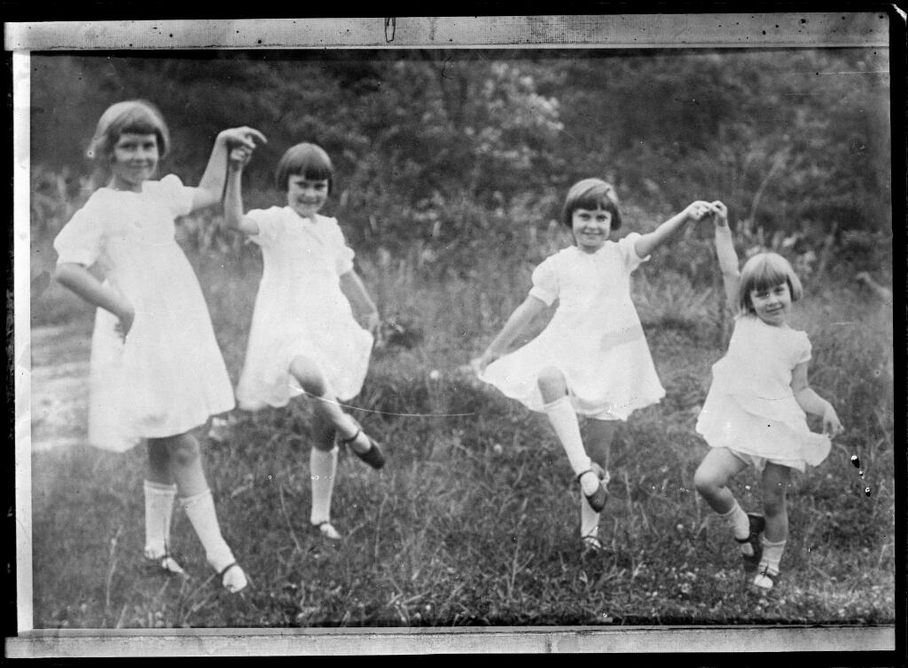 Sheila, Patricia, Prudence, and Mary Chinnery dancing, Melbourne, 1933