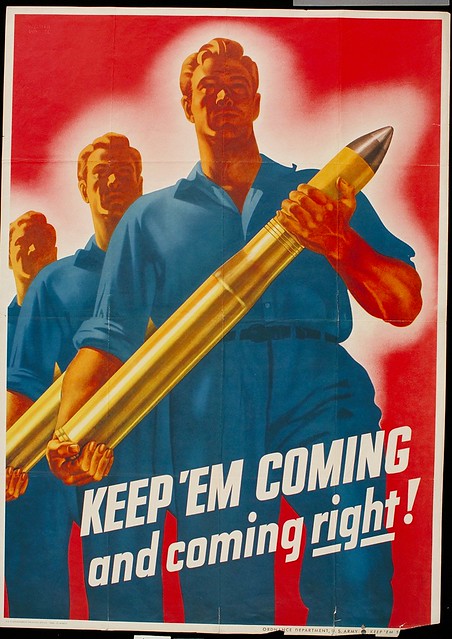 A WPA poster from 1942 promoting good workplace practices for the war effort during WWII.
