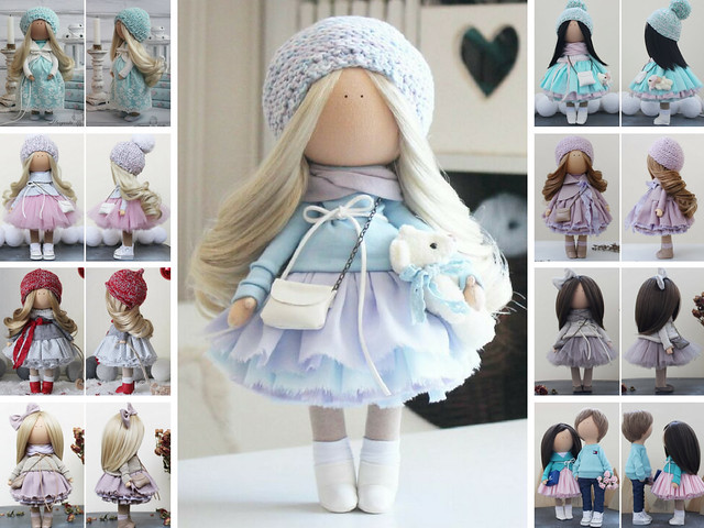 Bambole Fabric doll Puppen Rag doll Portrait doll Muñecas Handmade doll Tilda doll Blue doll Cloth doll Baby doll Art doll by Margarita