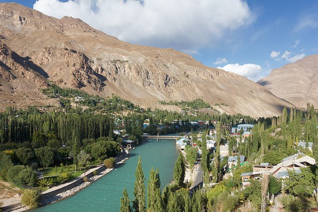 Khorugh - the largest town in Gorno-Badakhshan Autonomous Region of Tajikistan