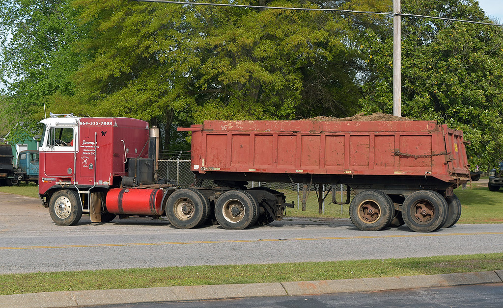 1991 Kenworth cabover pulling an old semi dump