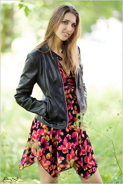 Anna: Butterfly Dress and Leather Jacket