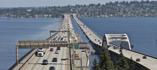 Interstate 90 floating bridges from East Portal Viewpoint