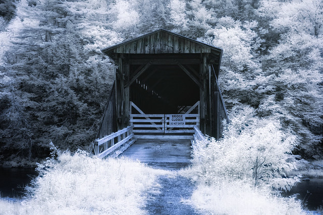 Halls Mills covered bridge, infrared