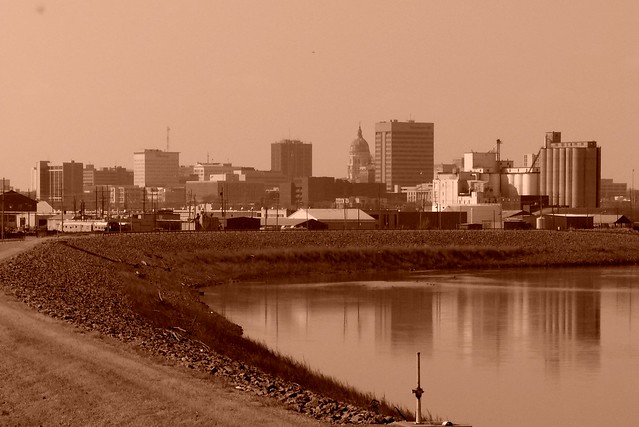 Topeka, Kansas skyline and Kansas River
