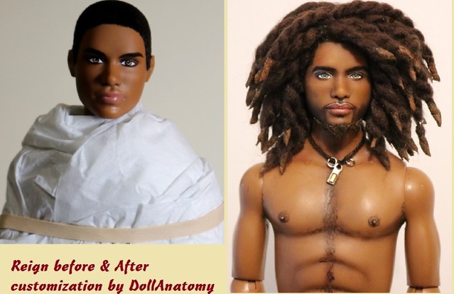 Reign- Before & After OOAK AA Texas A&M University Ken Doll. Customization by DollAnatomy