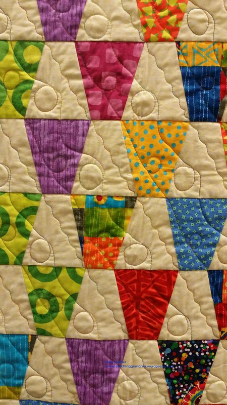 Diagonal quilting on a tumbler block quilt