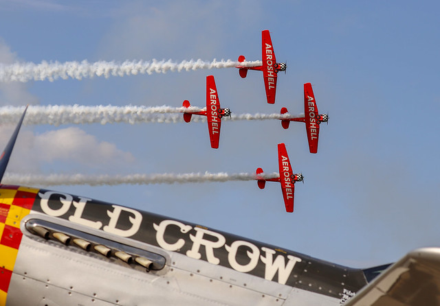 Aeroshell performance team with Old Crow P-51  Mustang plane